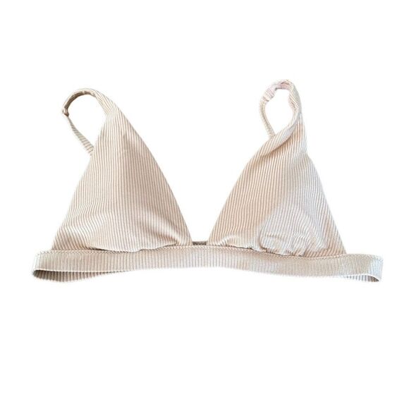 Aerie Bikini Shine Top Rib Plunge Bikini Top Horizon Tan Large NWT - Picture 2 of 5